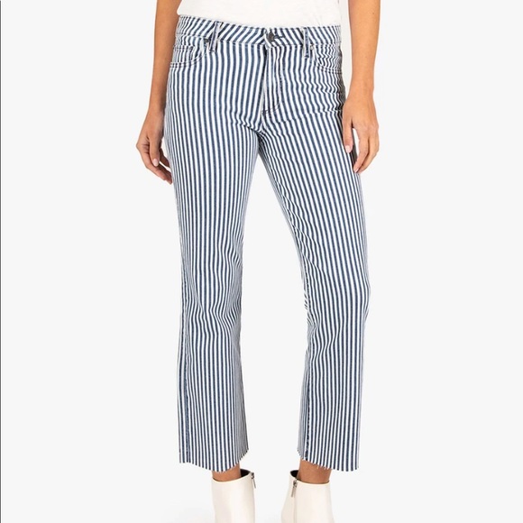 NEW KUT Railroad Stripe HighRise Ankle Flare Jeans - Picture 3 of 11
